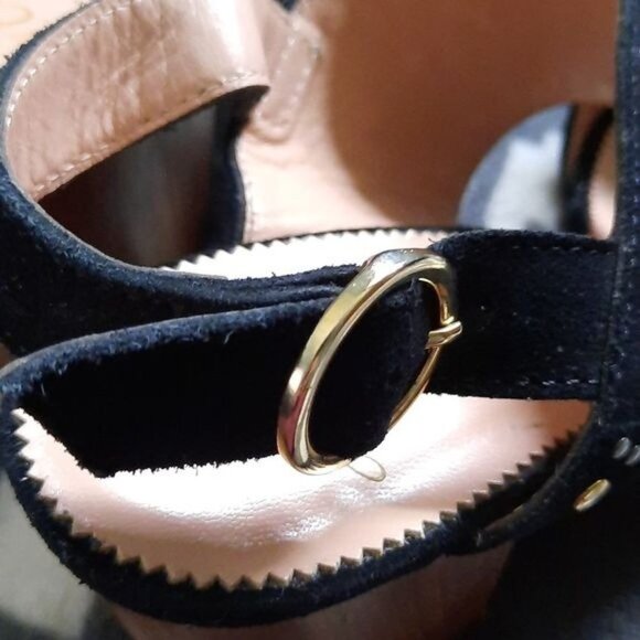 J.Crew Stella 3.5 Inch Block Heel Black Suede Leather Strappy Sandal Size 8.5 - Picture 15 of 16